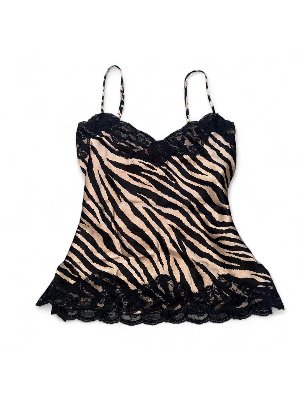 Vintage New York & Company 100% Silk Zebra Lace Cami – Size Medium